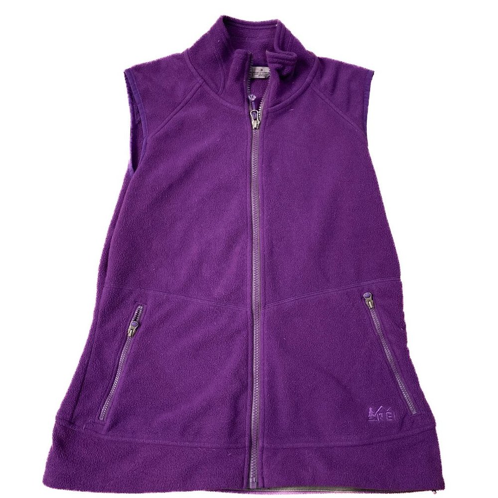REI Womens Medium Purple Fleece Vest Zip Up Pockets Soft
